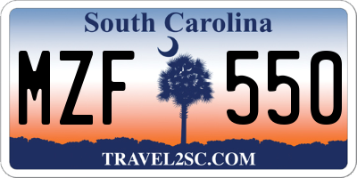SC license plate MZF550