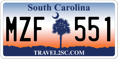 SC license plate MZF551