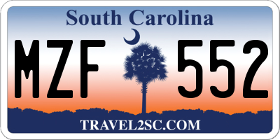 SC license plate MZF552