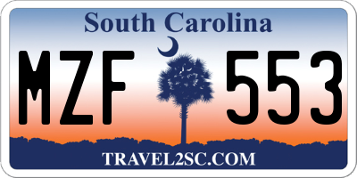 SC license plate MZF553