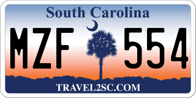 SC license plate MZF554
