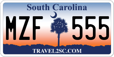 SC license plate MZF555
