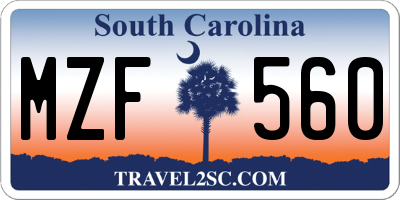 SC license plate MZF560