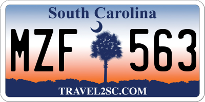 SC license plate MZF563