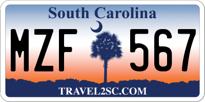 SC license plate MZF567