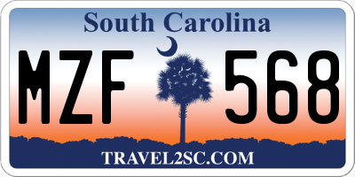 SC license plate MZF568