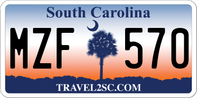 SC license plate MZF570