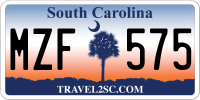SC license plate MZF575