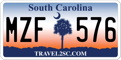 SC license plate MZF576