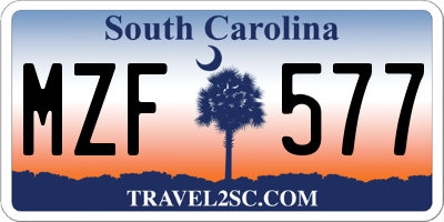 SC license plate MZF577