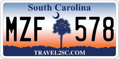 SC license plate MZF578