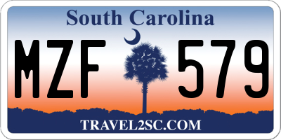 SC license plate MZF579