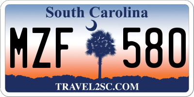 SC license plate MZF580