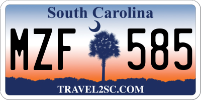 SC license plate MZF585