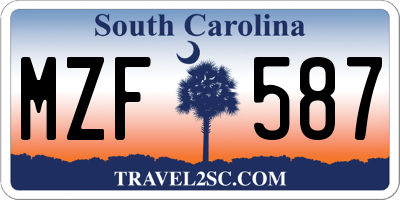 SC license plate MZF587