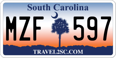 SC license plate MZF597