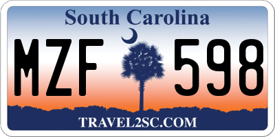 SC license plate MZF598