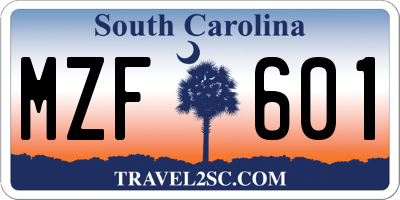 SC license plate MZF601