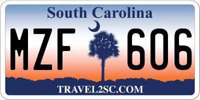 SC license plate MZF606