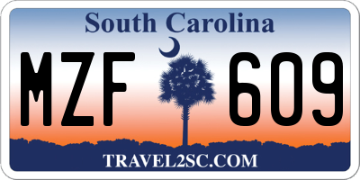 SC license plate MZF609