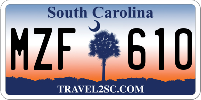SC license plate MZF610