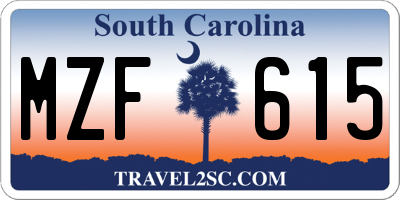 SC license plate MZF615