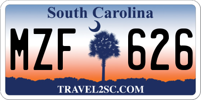 SC license plate MZF626