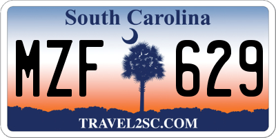 SC license plate MZF629