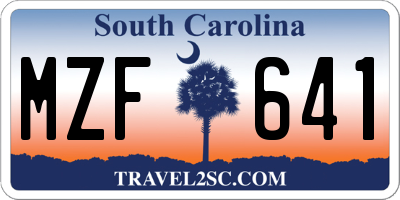 SC license plate MZF641