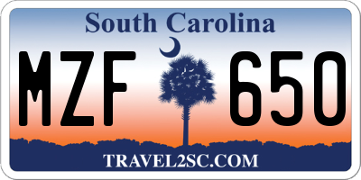 SC license plate MZF650