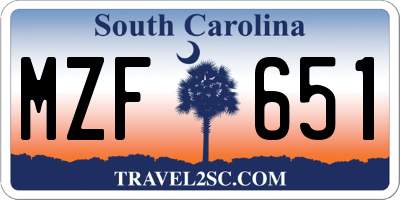 SC license plate MZF651
