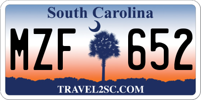 SC license plate MZF652