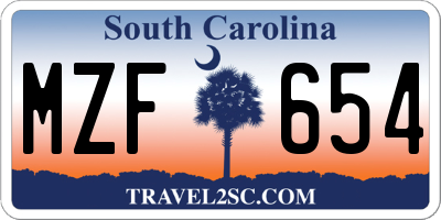 SC license plate MZF654