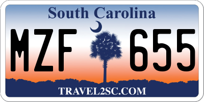 SC license plate MZF655