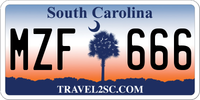 SC license plate MZF666