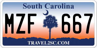 SC license plate MZF667