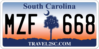 SC license plate MZF668