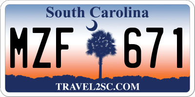 SC license plate MZF671