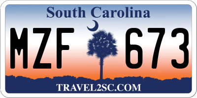 SC license plate MZF673