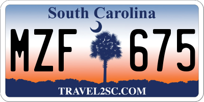 SC license plate MZF675