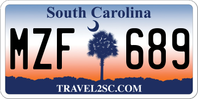 SC license plate MZF689