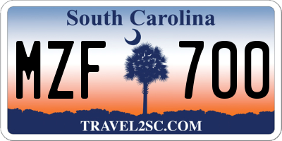 SC license plate MZF700