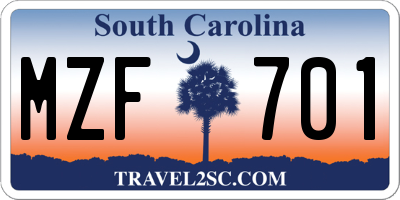 SC license plate MZF701