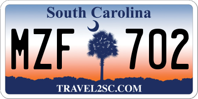 SC license plate MZF702