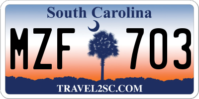 SC license plate MZF703