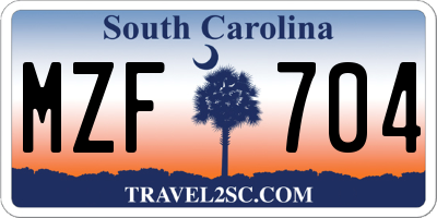SC license plate MZF704