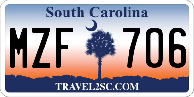 SC license plate MZF706