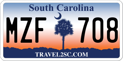 SC license plate MZF708