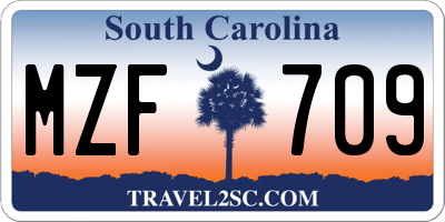 SC license plate MZF709