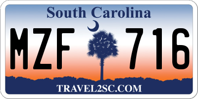 SC license plate MZF716